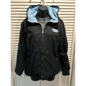 Vintage Mudd Outwear Reversible Jacket Zip Up Hood Size L Button Up Mix Material